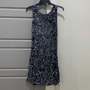 Pisarro Nights navy sequin short dress with draped back